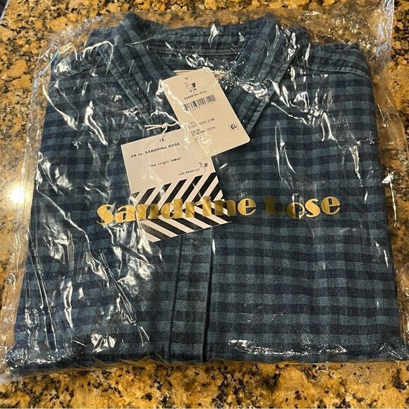 Sandrine Rose Gingham Button Down Shirt Size L Blue - Picture 5 of 6